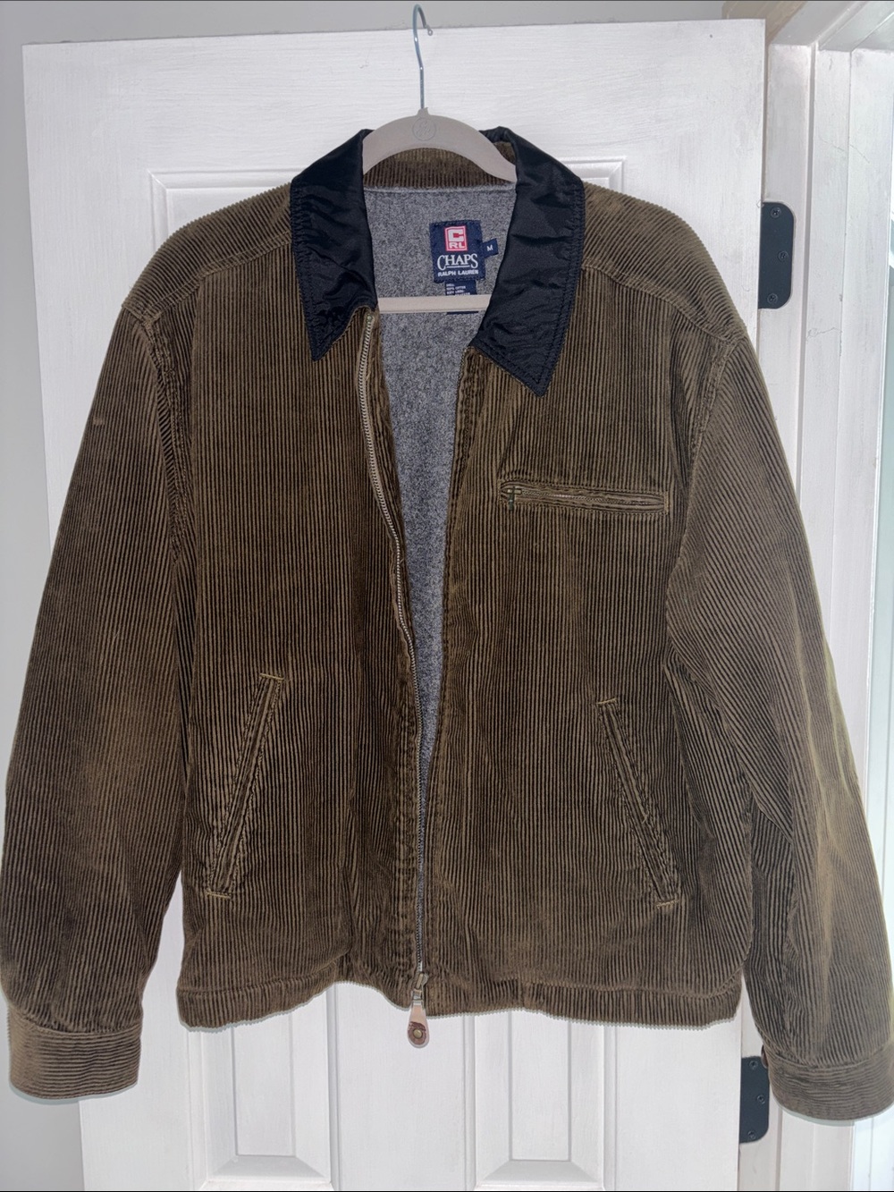 Chaps Men’s Brown Corduroy Jacket with Black Collar